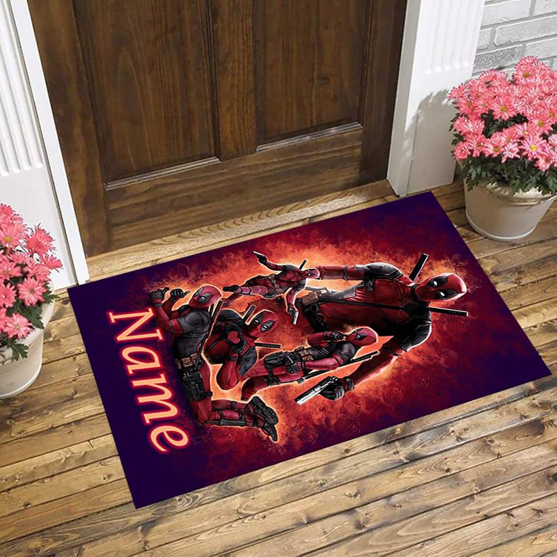 Personalized Name Deadpool Armor Living Room Non-Slip Area Rug Soft Carpet for Bedroom Kids Playroom Sofa Office Home Decor Doormat