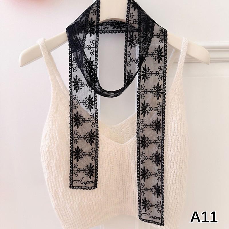 Fashion Y2K Long Lace Waistband Bow Floral Lace Waist Belt Tie Up Thin Dress Jeans Belt Summer