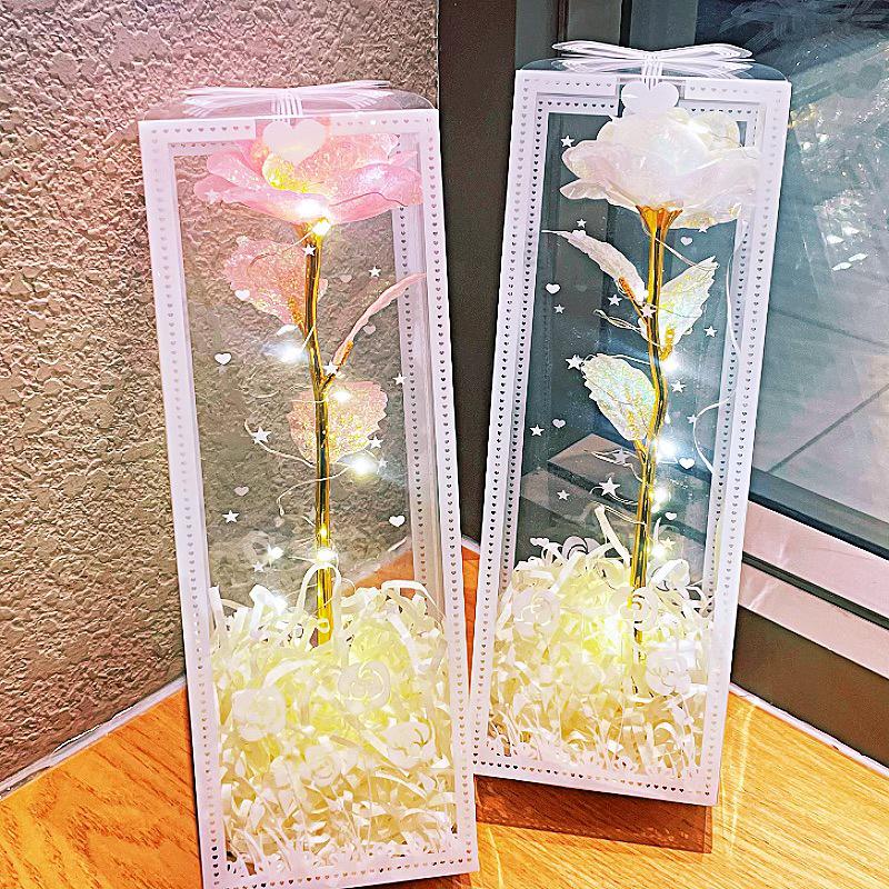 Luminous Flashing Gold Preserved Rose Bouquet – Creative Qixi Souvenir