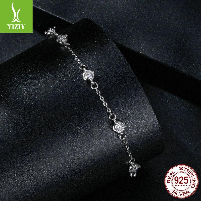 Simple Classic Gypsy Moissanite Bracelet, Light Luxury Fashion S925 Sterling Silver Romantic Bracelet
