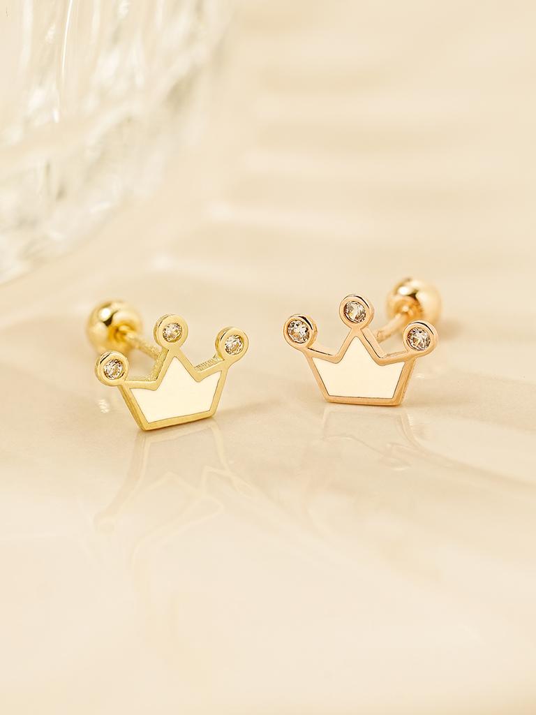 Minimalpiercing 14K Cubic Point Crown Piercing Earrings