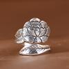 Buyee 925 Silver Big Ring Finger Peony Open Ring for Women Fashion Flower Fine Jewelry Circle Gift