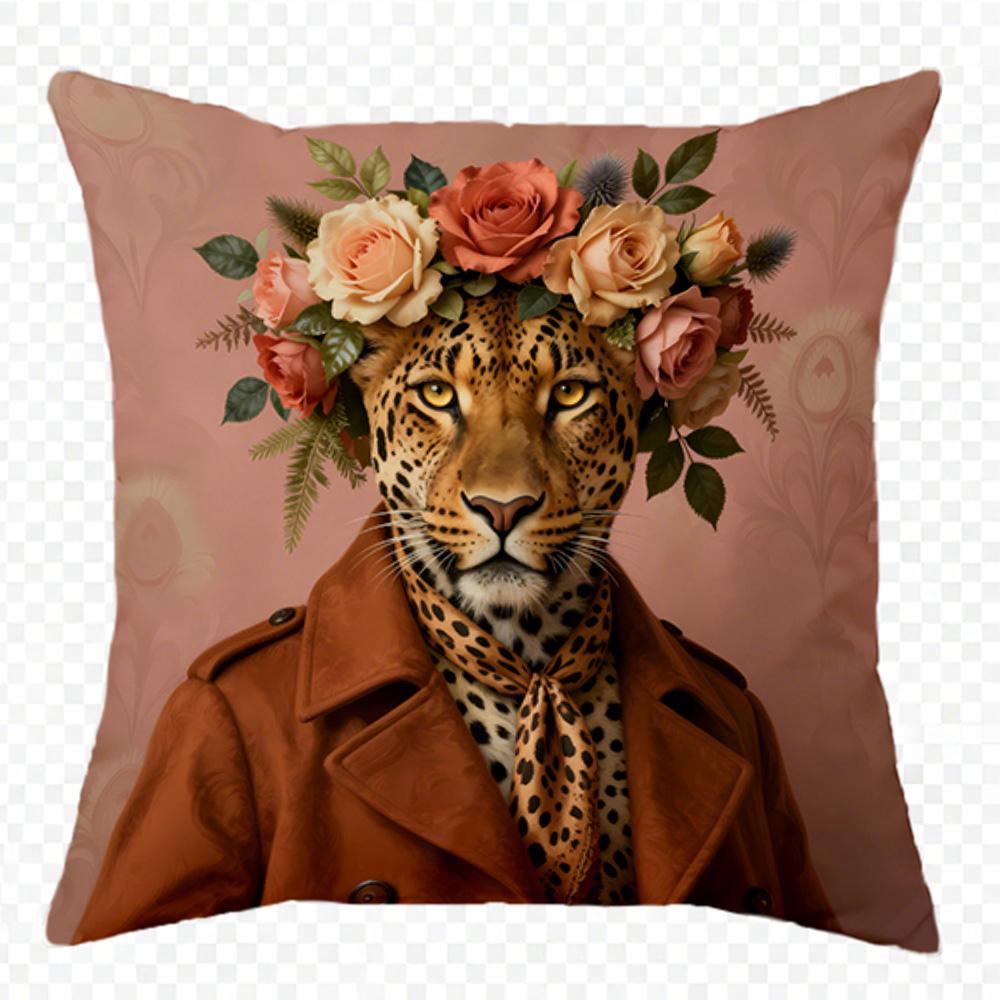 LeopardPrinted Doublesided Printed Pillow Cover Short Plush Suitable Living Rooms Bedrooms Sofas Throw Cushion Cover