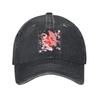 Japanischer Koi-Karpfen Fisch Sakura Baseballkappe Vintage verwaschener Denim Snapback Hut für Unisex Damen Unstrukturierte weiche Hüte Kappe