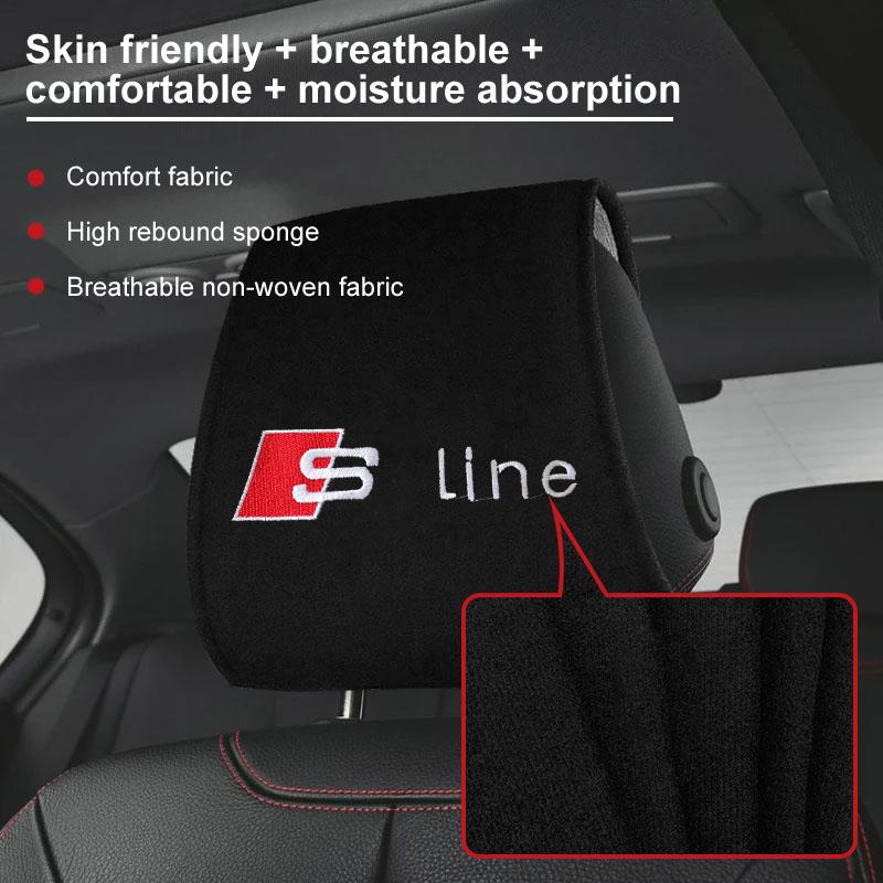 1pcs Car Seat Back Headrest Pillow Dustproof Cover for Audi C5 C6 C7 A4 B6 B8 B7 A6 A3 A5 Q3 Q5 Q7 8P S3 S5 S1 S4 S2 RS3 RS4 RS5 RS6 RS8