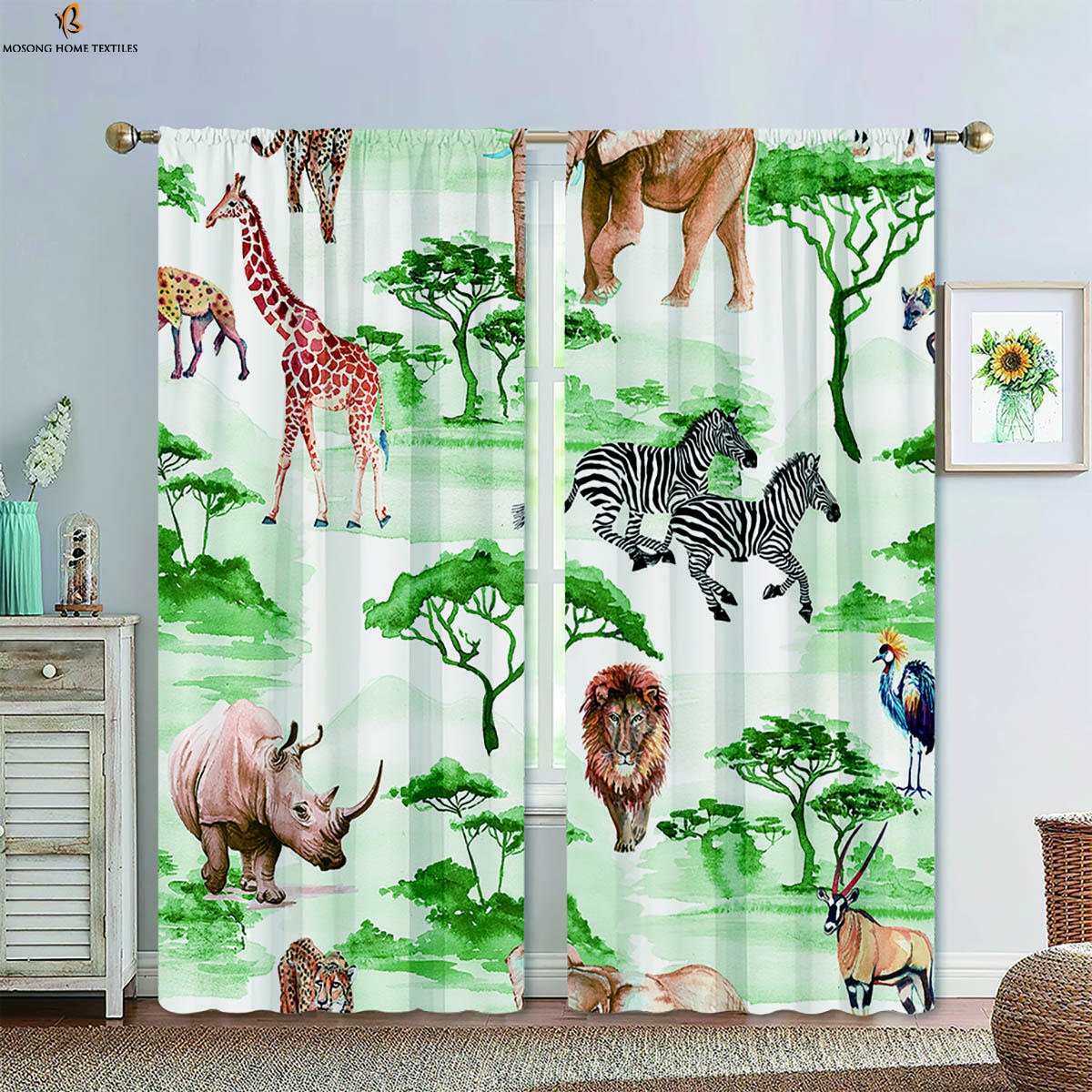 

Шторы с рисунком из мультфильмов, животных, леса, затемняющие шторы, детские комнаты, кабинет, общежитие, декоративные шторы, домашний декор, 2 шт. W50xH130(CM)x2PCS&Rod pocket