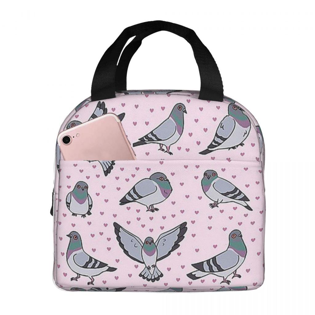 Cute Cartoon Pigeons Pack Insulated Lunch Bag for Women Children Portable Food Boxes Thermal Lunch Box Tote
