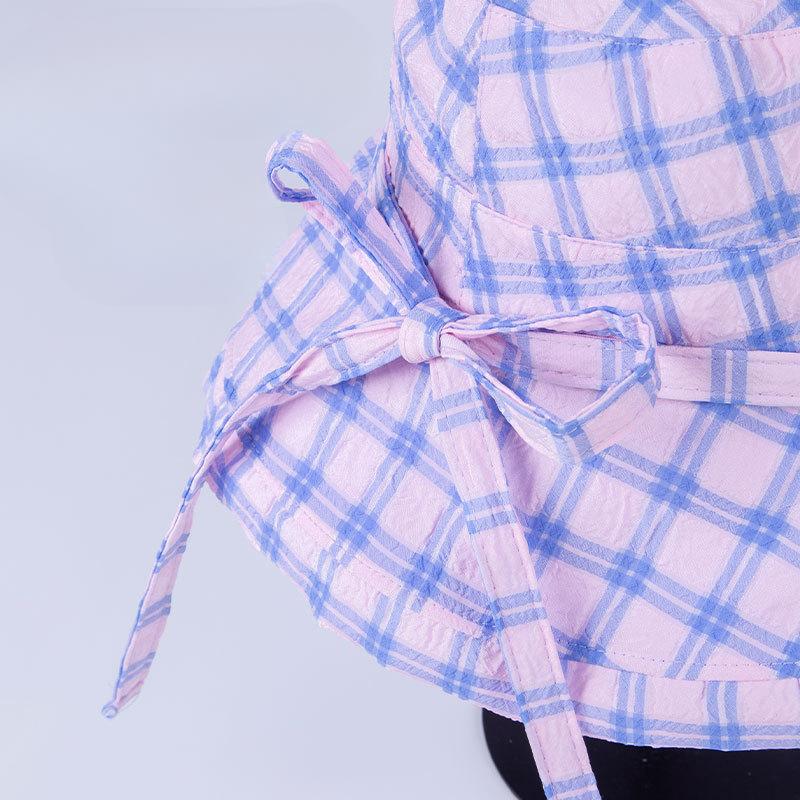 Fashionable and Versatile Traveling To Show Off Your Face  Small UV Protection  Large Hat  Sun Protection  Thin Plaid Fisherman's Hat  Women