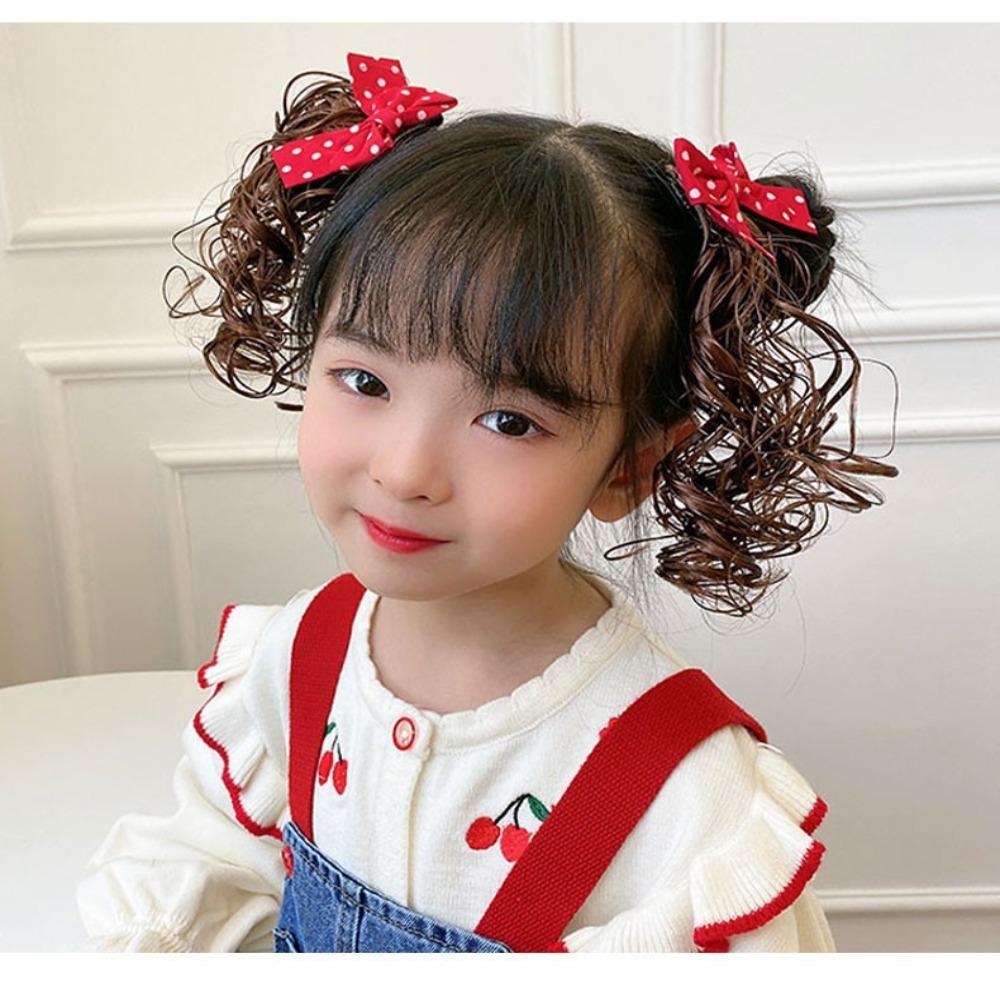 2pcs Chinese Style Baby Wig Hairpin Cute Red Bowknot Hairclip Children's Bow Wig  New Year Festive