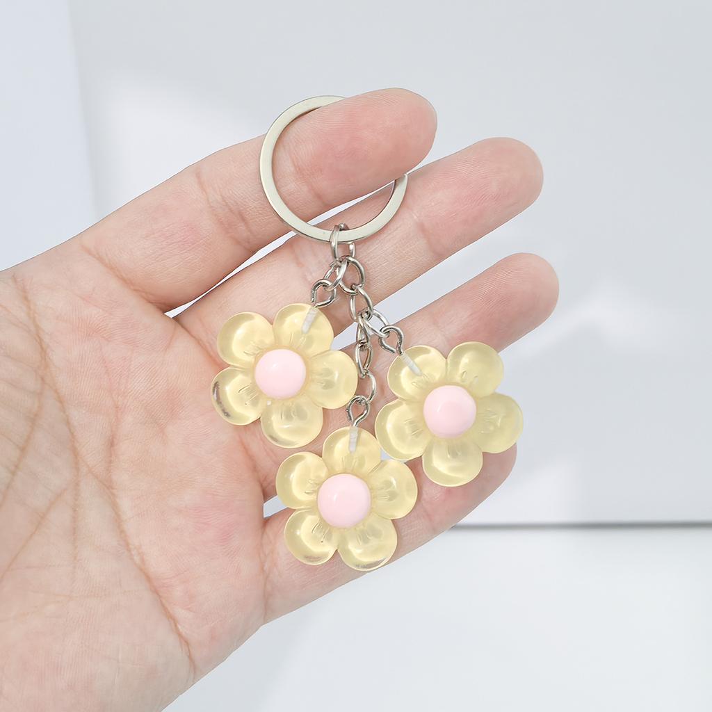 Resin Cherry Blossom Keychain Flower Pendant Backpack Decoration Accessories Couple Family Keychain Pendant