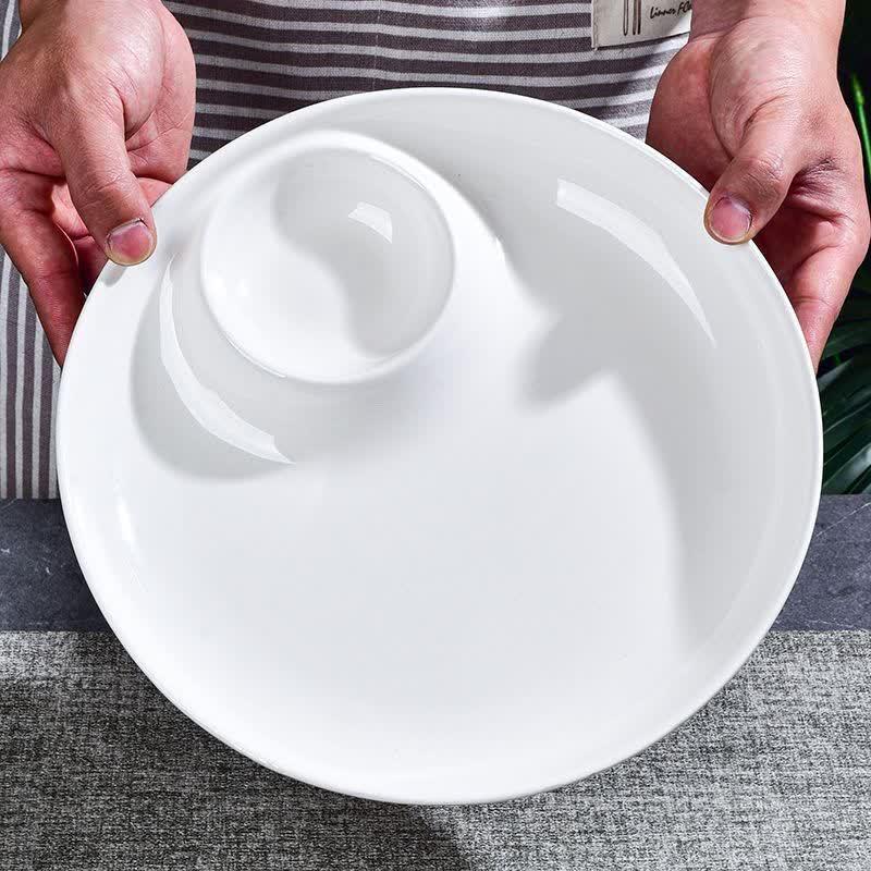 White Ceramic Divided Dumpling Plate
