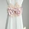 Elegant Pink Lace Bow Curtain Tieback - French Romantic Style, Punch-Free Curtain Clip with Floral Patterns