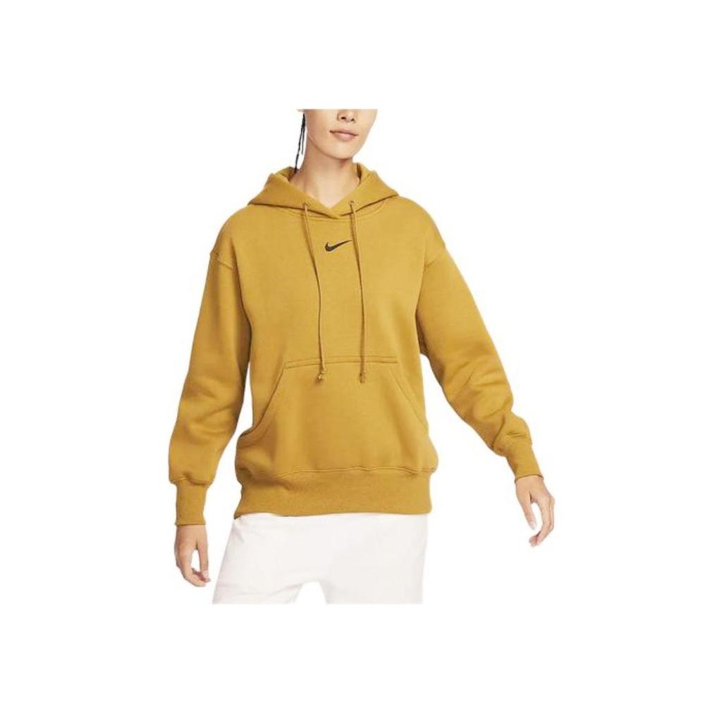Nike Odzież sportowa Phoenix Fleece Jednolity kolor Pulower z kapturem Luźna bluza sportowa Damska bluza Brązowa DQ5861-716