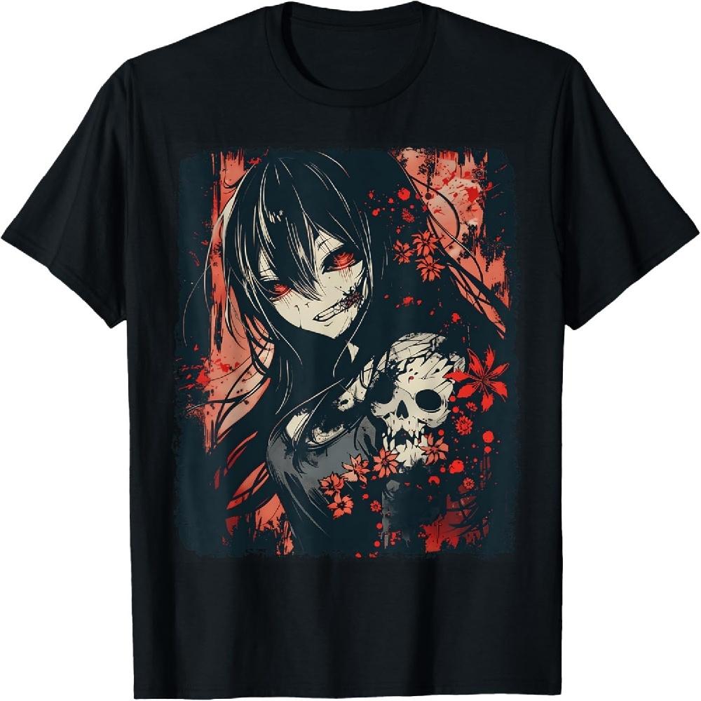 

Anime Horror Girl Aesthetic Japanese Creepy Kawaii Goth T-Shirt S чорний