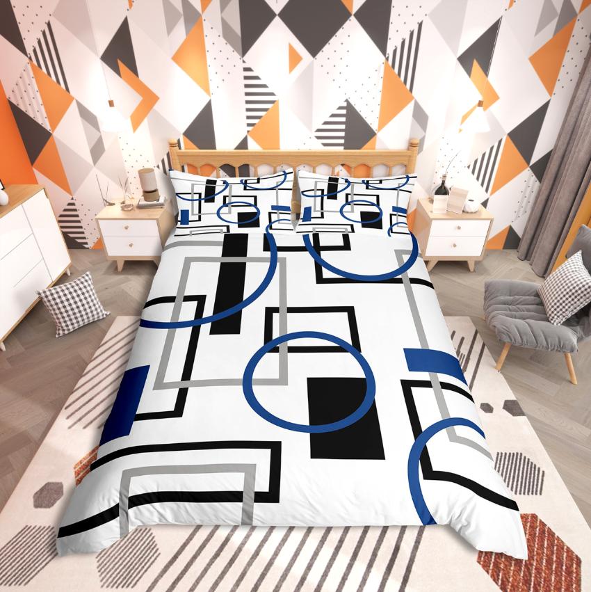 

Homewish Geometric Rectangle Stripes Duvet Cover Set,Mid Century for Teens Bedding Set,Abstract Vintage Decor DE XS 100x135cm 2pcs&set