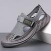 Men's Rubber Sandals Summer Outdoor Beach Casual Toe Hole Shoes Breathable Platform Wedge-shaped Thick Soled Round Toe Sandals