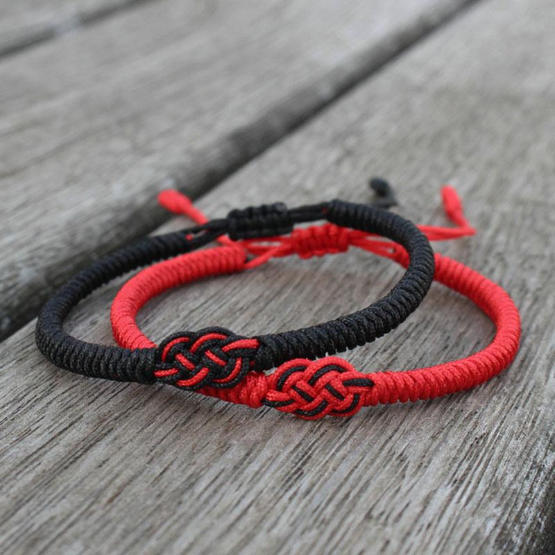 2 Colors Handmade Chinese Red String Bracelet Unisex Weaven Adjustable Friendship Braslet Gift For Lovers Pulseras Rojas Joias