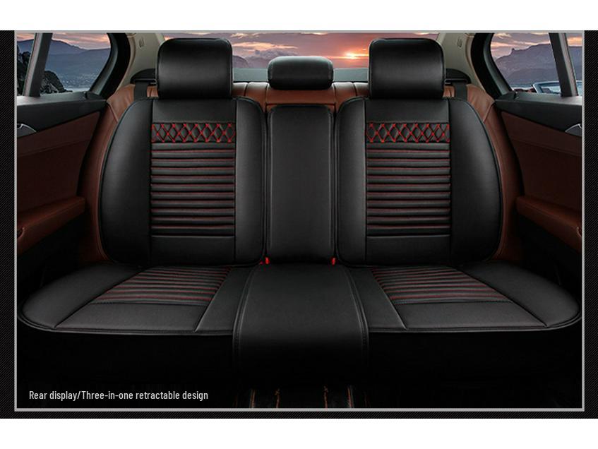 Universal Breathable Leather Car Seat Cover with Lumbar Support - Multi-Color Summer Cushion