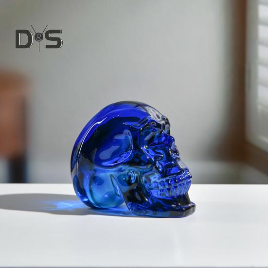 Klar Färgglad skallefigur i naturlig storlek Skallestaty Skulptur Hemmakontor Skrivbord Bokhylla Dekoration Prydnad Halloween Festival Present