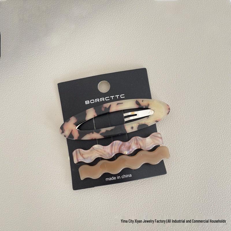 2025 Vintage Acetate Hair Clip Set: 3 Retro BB Side Clips for Flyaways & Bangs