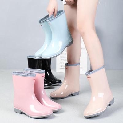 Women's Fashion Mid-Calf Non-Slip PVC Rain Boots - New Style Rubber Water Shoes & Kitchen Overshoes