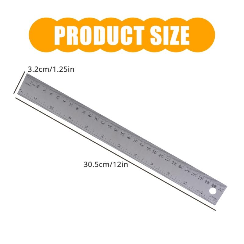 Elegant 12Inch Metal Ruler with Cork Backing Smooth Finishes for Accurate Measurements In School and Office