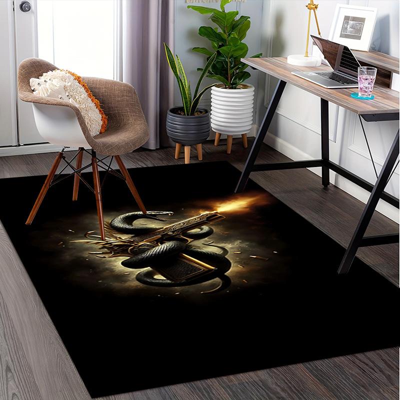 Snake and Gun Chair Mat: Office Carpet, Oversized Rug for Home Decor, Sofa Mat, Desk Pad Gift Suitable for Bedroom, Living Room, Any Room