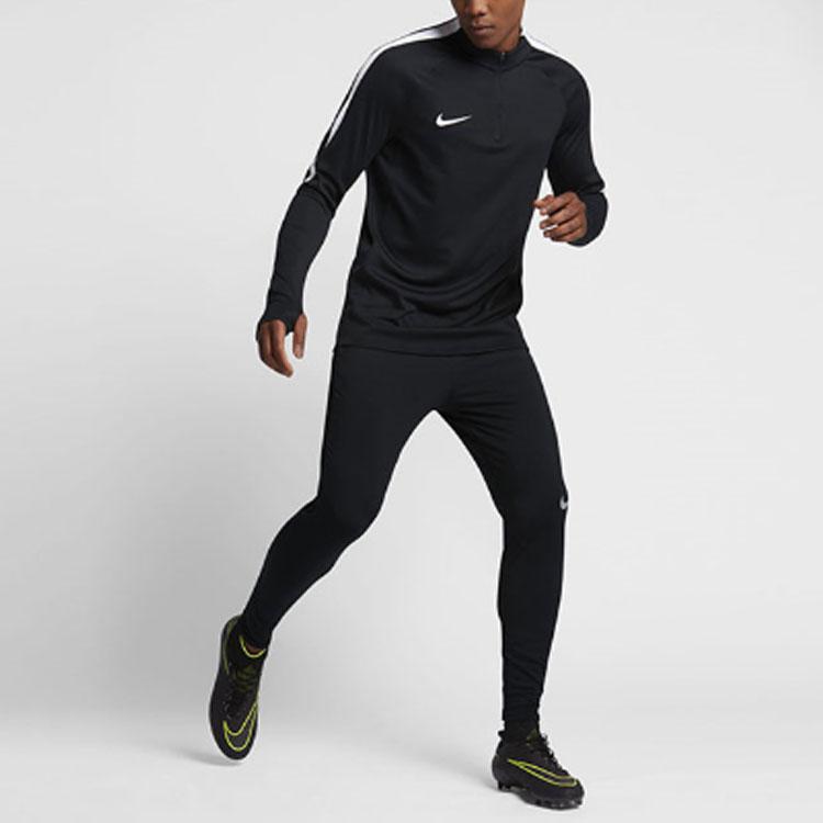 Nike Tricou de Fotbal cu Mâneci Lungi și Guler cu Fermoar la Jumătate Squad Drill Logo Bărbați Topuri Negru 807064-010
