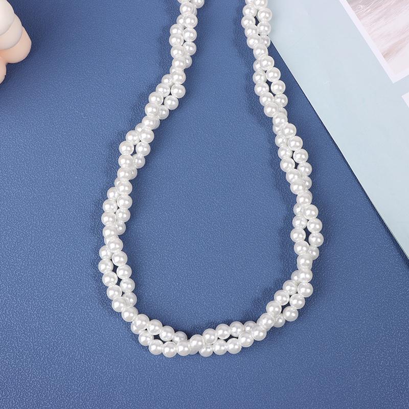 Long Cream Glass Necklace For Women Imitation Pearl Party Jewelry Fashion Accessories Multi-Layer Sweater Beads Chain