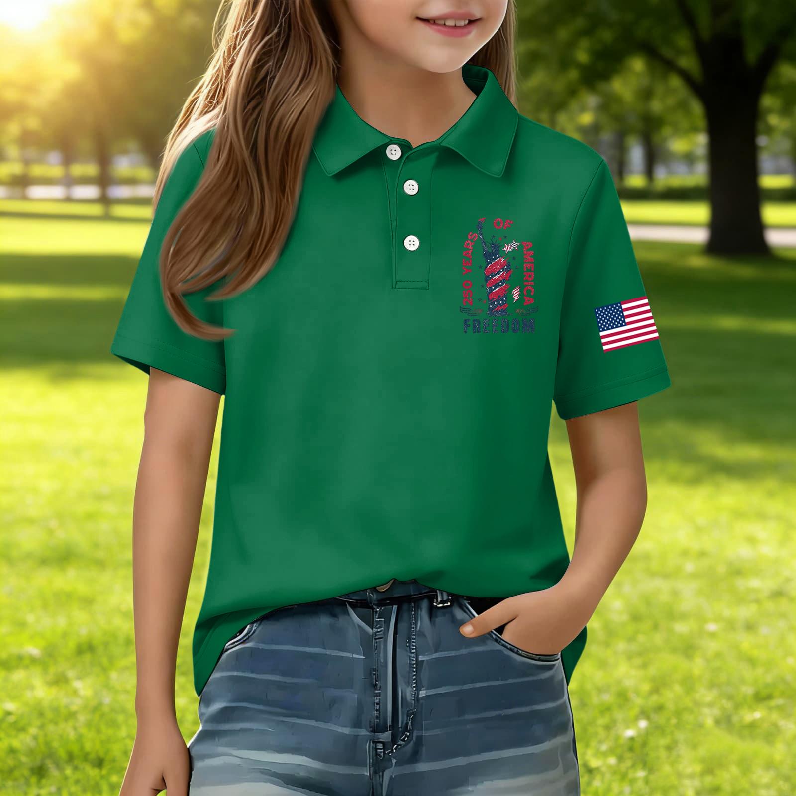 

Children s Daily Casual Short-sleeved Print Tops T-shirts Shirts 110 зелений