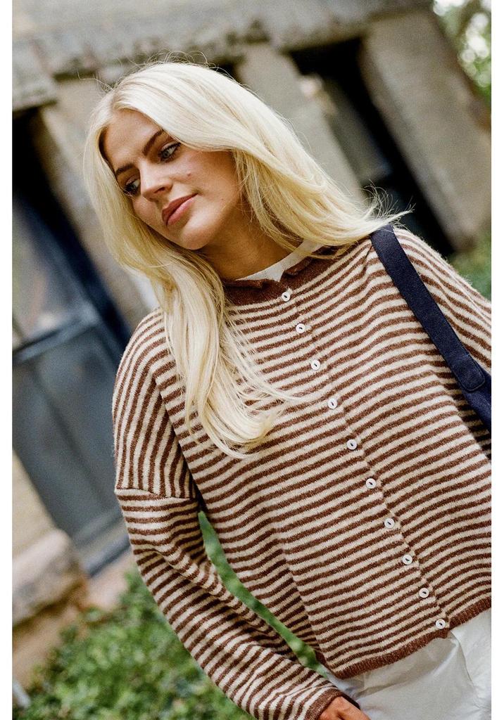 Cardigan a righe da donna in maglia - Casual, alla moda, capospalla versatile - Primavera/Autunno 2026