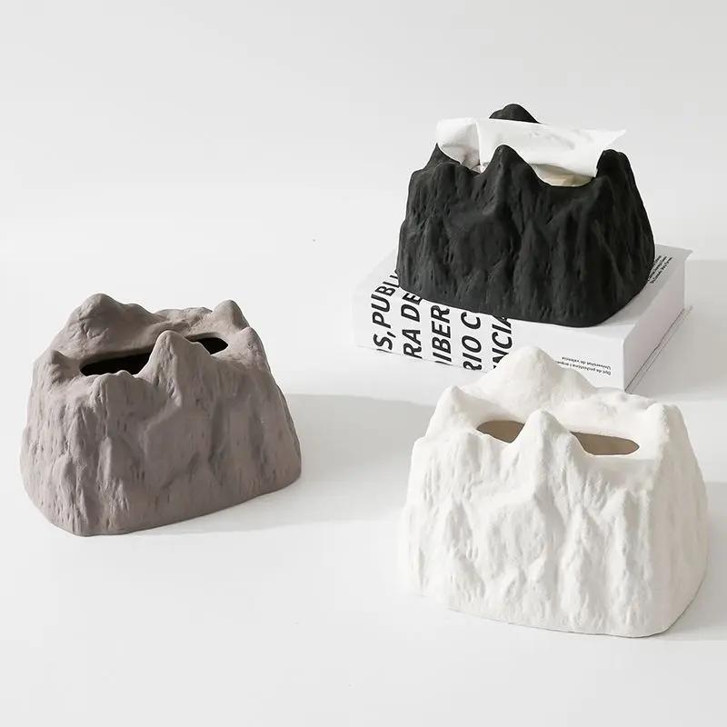 3Colors Creative Household Tea Table Retro Tissue Box Living Room Home Desktop Ceramic Paper Box Decorative Ornament