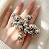 Round Ball Metal Balls Ring Silver/Gold Statement Finger Ring Fashion Finger Jewelry for Women