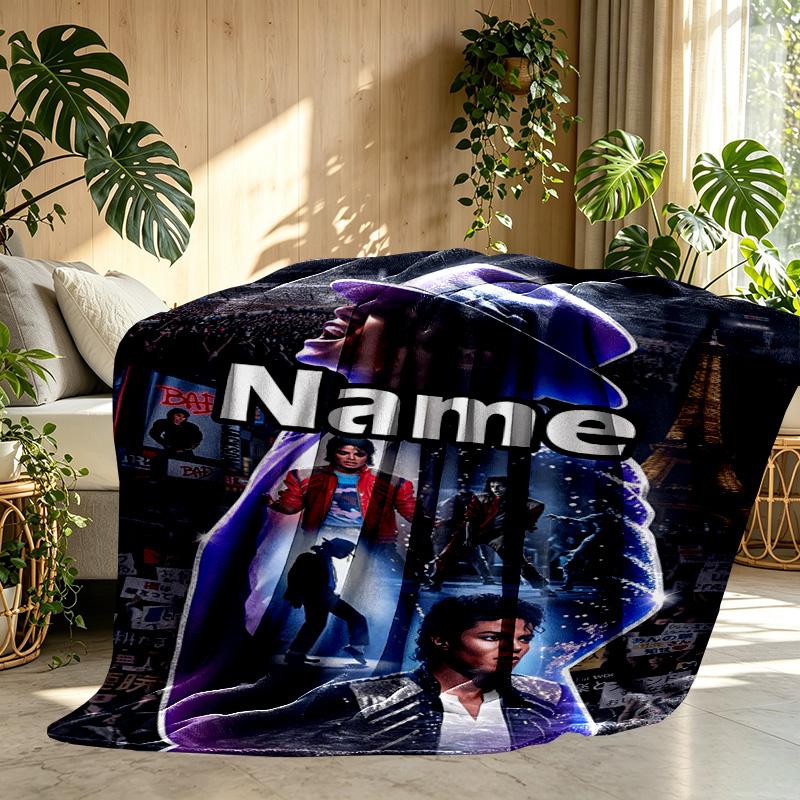 Personalisierte Michael Jackson Druckdecke mit individuellem Namen, Heimdekoration, Schlafzimmer, Sofa, Camping, Couch, Geschenke für Geburtstag WeihnachtenEnthusiasten