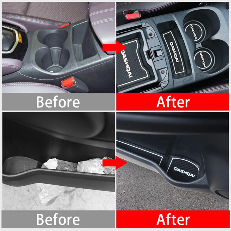 Für Nissan Qashqai J11 Silikon-Schlitzmatte Rutschfeste Tür-Pad/Becher Anti-Rutsch Tür-Nutmatte Zierleiste Innenraum