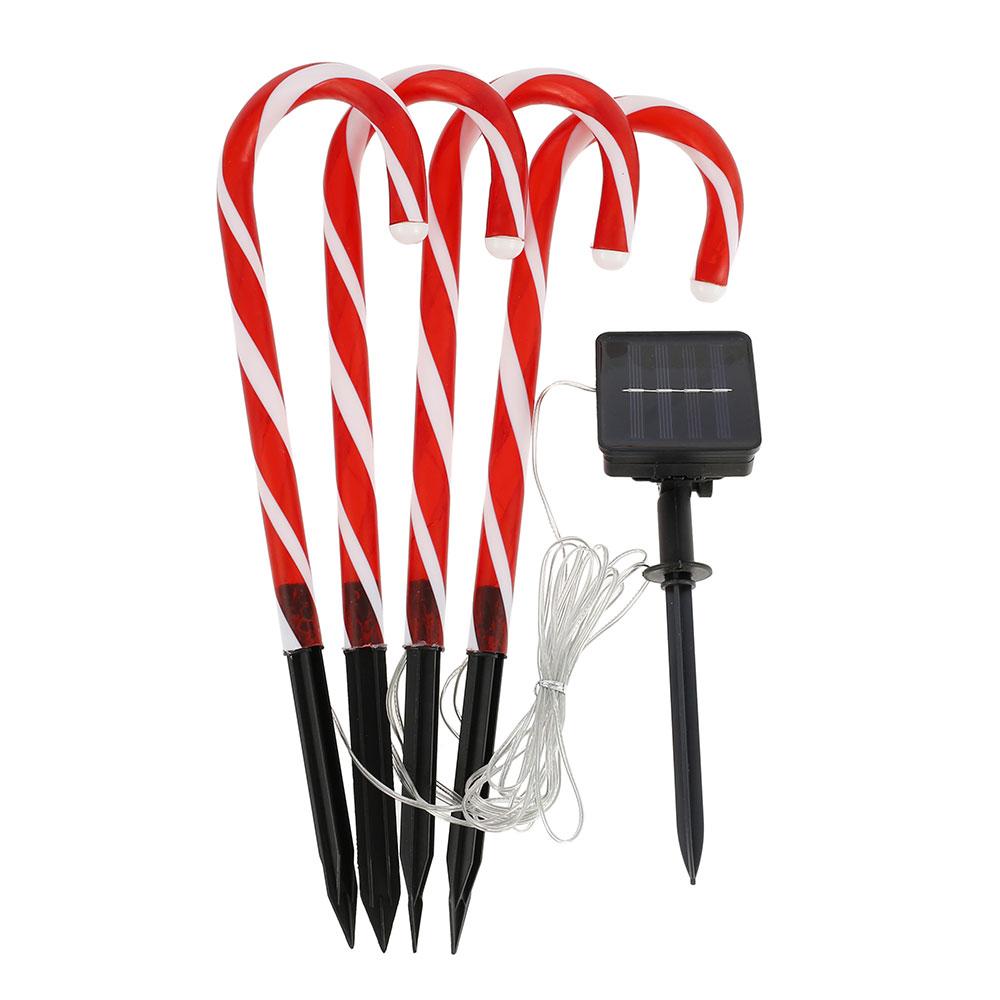 

2 Set Solar Christmas Candy Cane Light Waterproof Pathway Markers Lights With Stakes For Outdoor Patio Garden Walkway Decoration 1 set