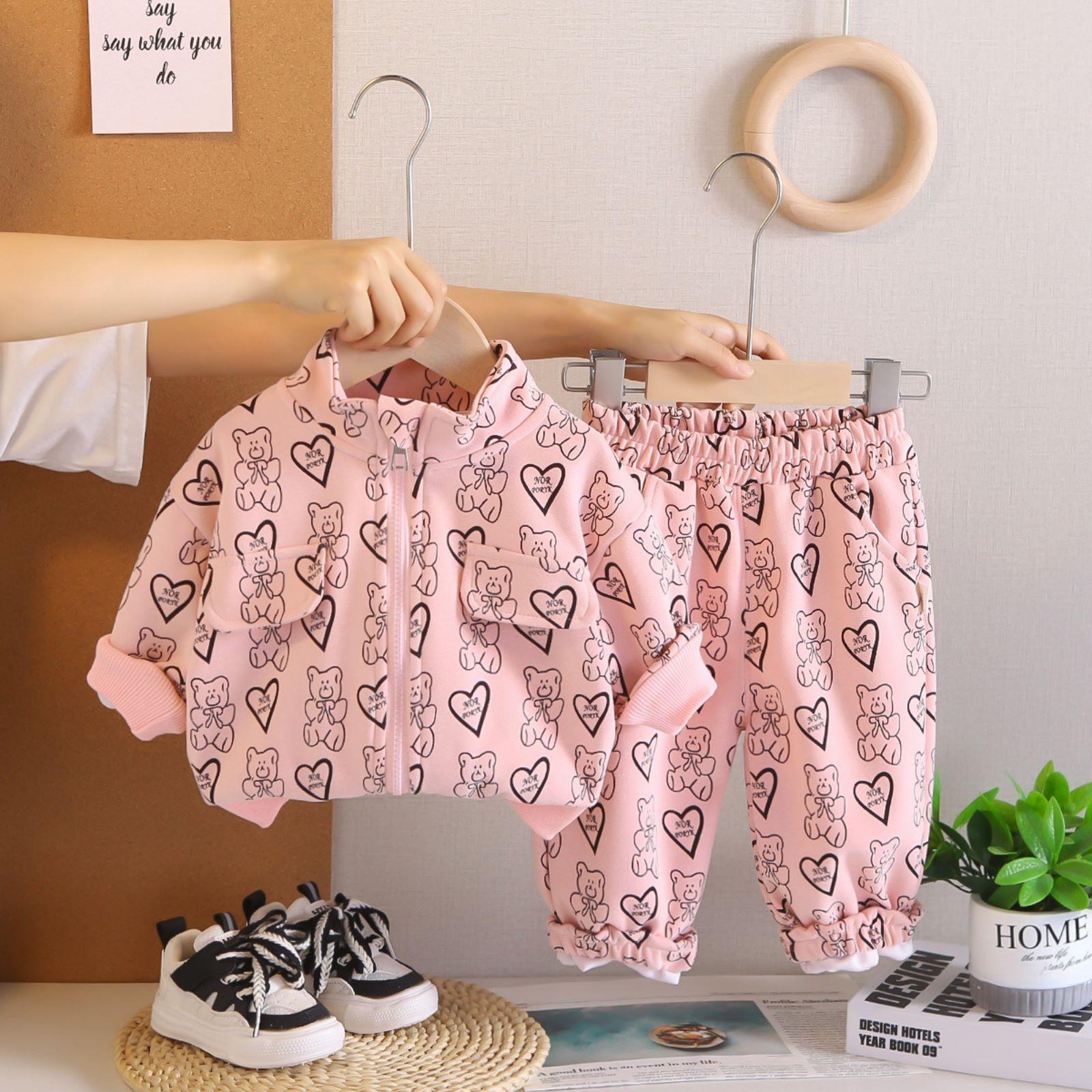 

Детский повседневный комплект с длинным рукавом, удобные наряды для повседневной носки 90 розовый