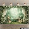 2D Enchanted Forest Stone Bench Photo Booth Background