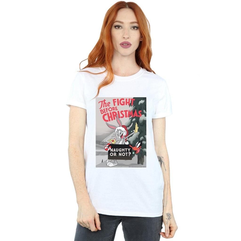 Looney Tunes Womens/Ladies The Fight Before Christmas Cotton Boyfriend T-Shirt