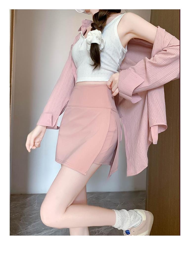 2024 Douyin High Waist Slimming A-line Bodycon Midi Skirt for Women