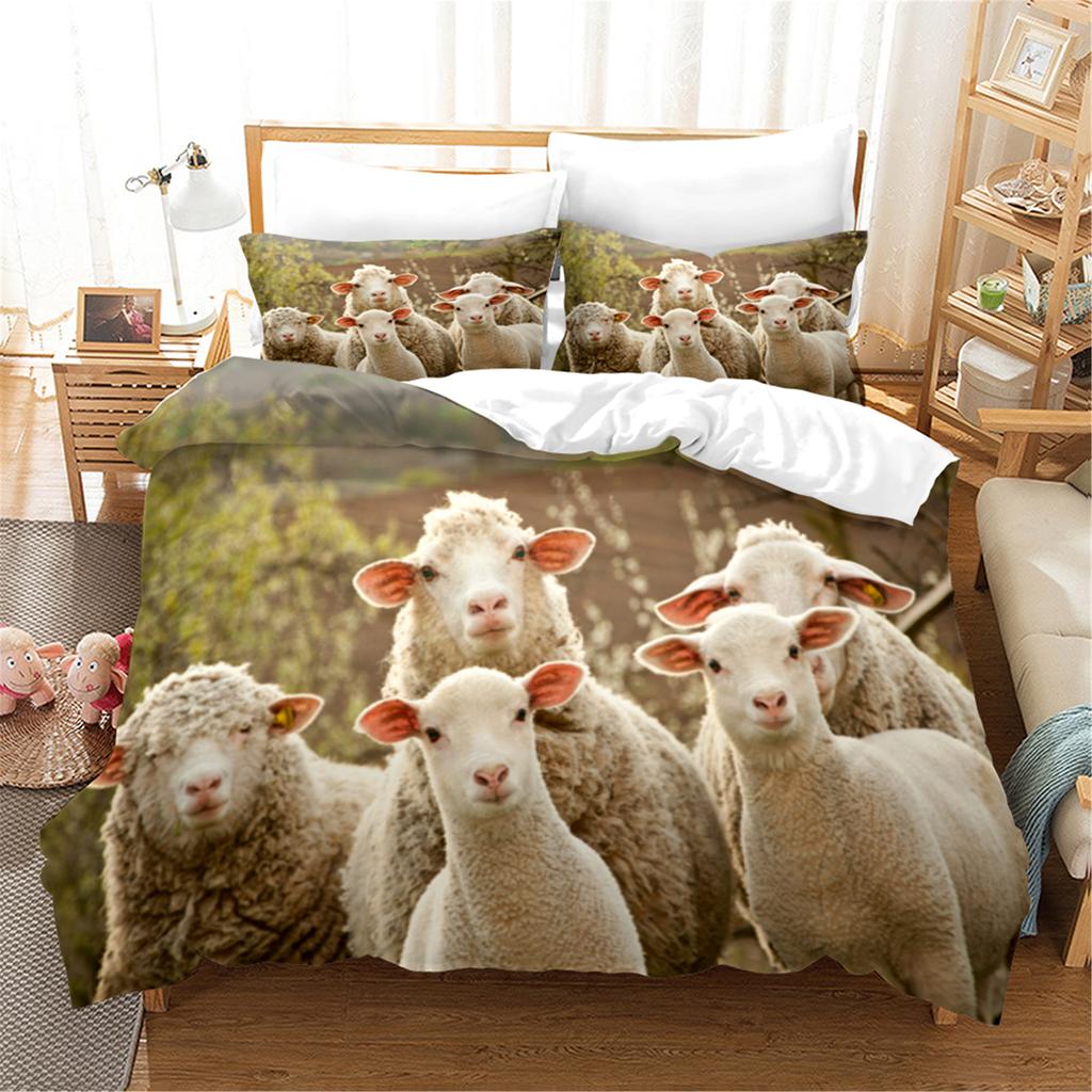 3D Printed Sheep Duvet Cover with Pillow Cover Bedding Set Single Double Twin Full Queen King Size Animal Bed Set Bedroom Decor