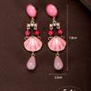 Shell shape splicing pink water drop stacking round stud earrings metal gold-plated design earrings