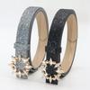 Fashion Bling Bling Sparkling Rhinestone Belt Versatile Luxury Brand Design Slide Buckle Belt Glitter PU Leather Belt Women