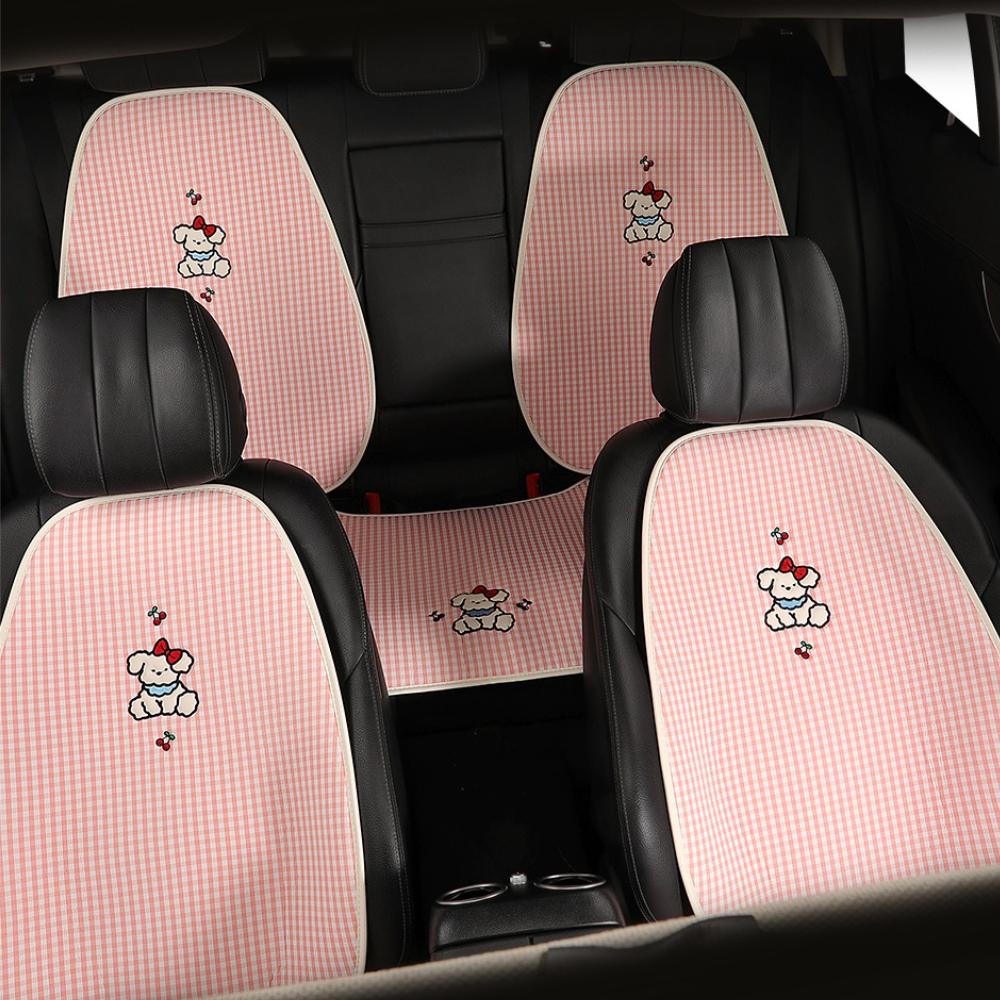 Adorable Cartoon Puppy Car Seat Pad - Exquisite Embroidery, Ultra-Soft & Comfortable, No-Tie Installation, Fits 95% of Car Seats