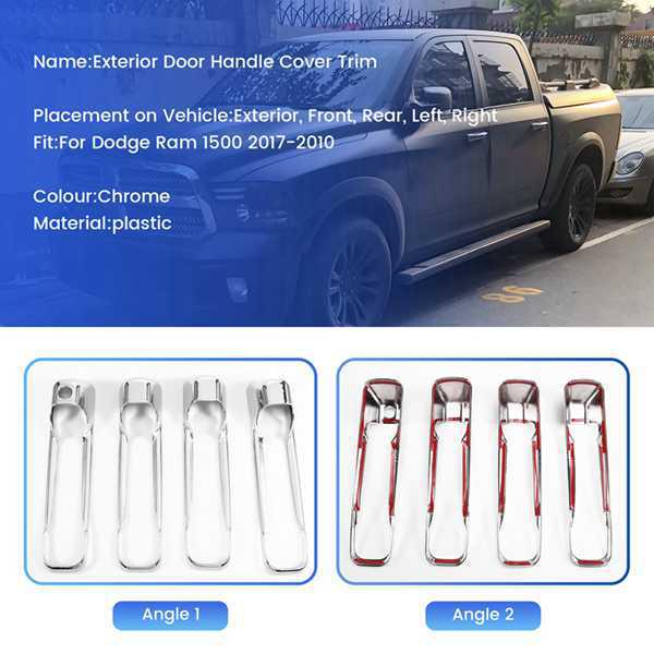 Decorative Anti-Scratch Door Handle Strips for 09-18 Dodge RAM 1500