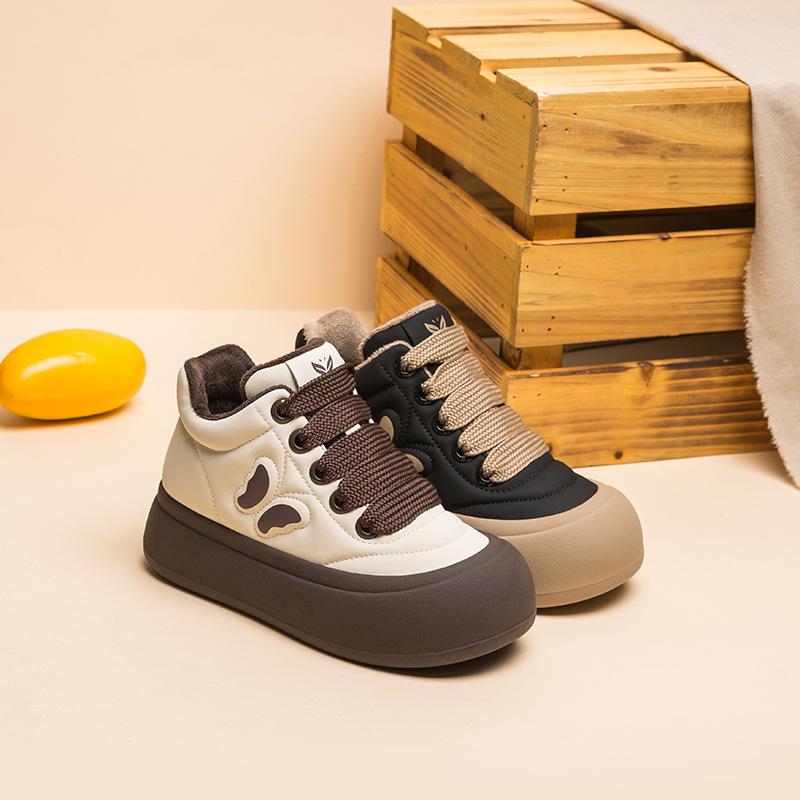 Women's 2025 Winter Plus Velvet High-Top Sneakers LF8706: Fashionable, Versatile, Thick-Soled Casual Shoes