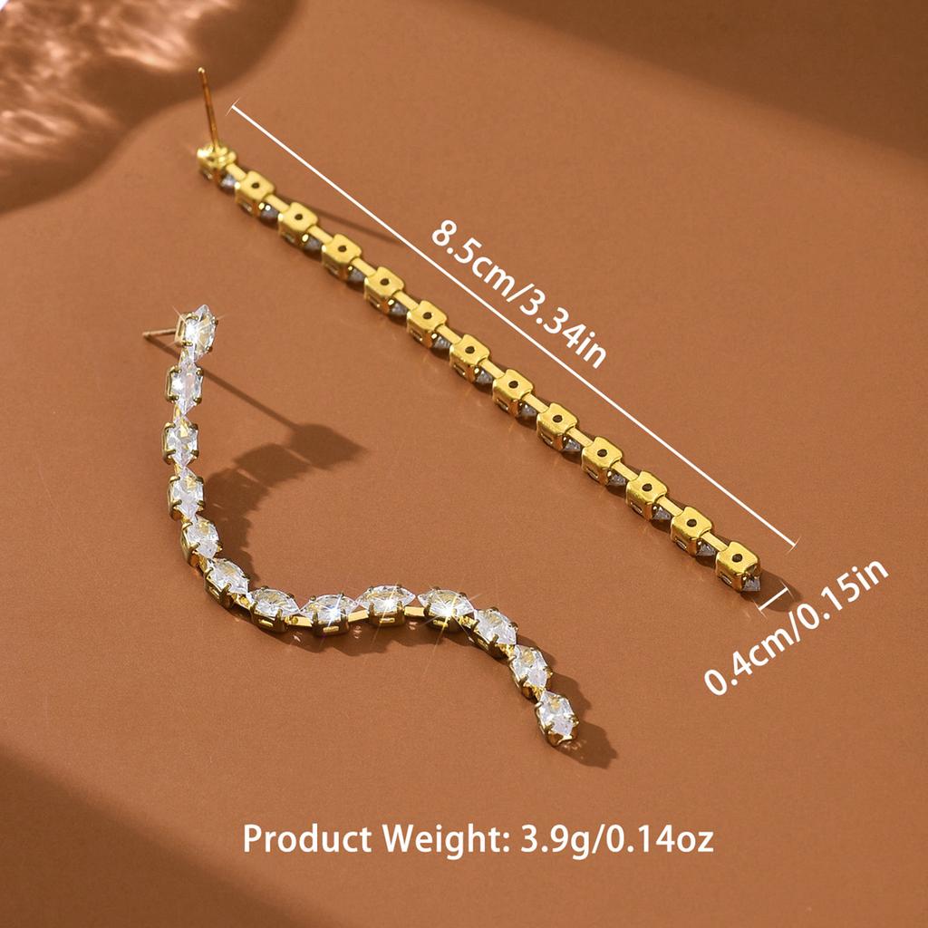 Fashionable and Versatile Rhinestone Inlaid Simple Tassel Earrings, Light Luxury High-end Ear Accessories for Women