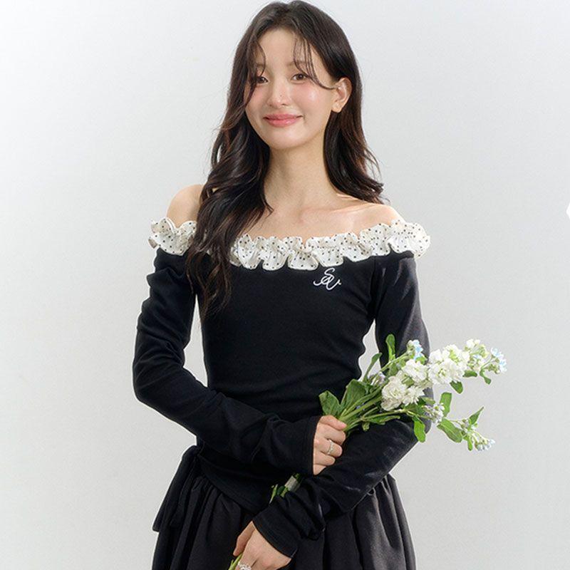 Women s Pure Cotton Long Sleeve Slim Fit T-shirt - Spring/Autumn Versatile Trendy Design XL чёрный