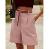 Pantaloncini Estivi da Donna Elastici Vita Alta Tasche Laterali Ampie Dritti Morbidi Monocolore Traspiranti Casual da Ufficio