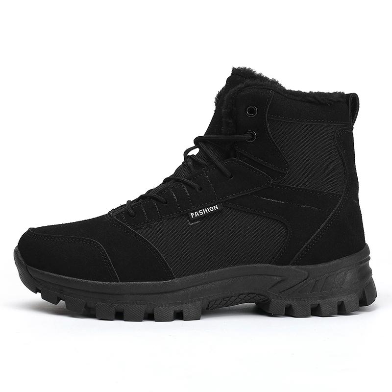 Winter Snow Boots Men Lace-up Anti-slip Warm Comfortable Plush Outdoor Ankle Boots Men Casual Soft Breathable High-top Boots Men